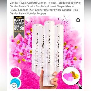 40 pink confetti poppers for gender reveal